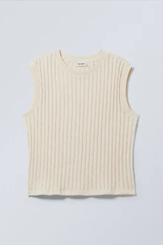 Jacquard Knitted Tank Top – Light Dusty White