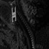 Jacquard Pattern Pile Zip Jacket – Black – Tribal