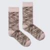 Jaqcuard Crew Socks – Pink Tiger Stripes