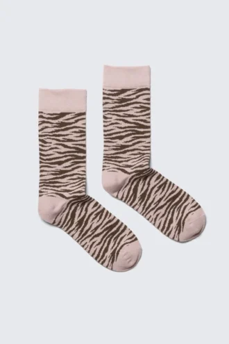 Jaqcuard Crew Socks – Pink Tiger Stripes