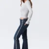 Katsumi Low Rise Frayed Flared Jeans – Summit Blue – Dark Blue