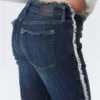 Katsumi Low Rise Frayed Flared Jeans – Summit Blue – Dark Blue