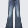 Katsumi Low Rise Slim Flared Leg Jeans – Board Blue – Medium Blue
