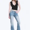 Katsumi Low Rise Slim Flared Leg Jeans – Climb Blue – Light Blue