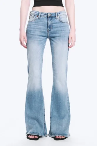 Katsumi Low Rise Slim Flared Leg Jeans – Climb Blue – Light Blue