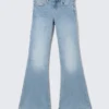 Katsumi Low Rise Slim Flared Leg Jeans – Climb Blue – Light Blue