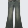 Katsumi Low Rise Slim Flared Leg Jeans – Desert Blue – Dark Blue