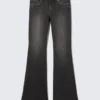 Katsumi Low Rise Slim Flared Leg Jeans – Phantom Black – Black