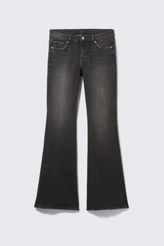 Katsumi Low Rise Slim Flared Leg Jeans – Phantom Black – Black
