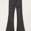 Katsumi Low Waist Flared Jeans – Washed Black