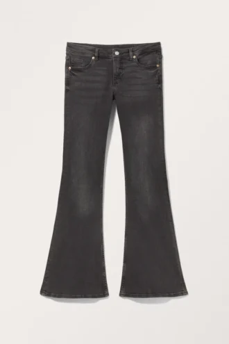 Katsumi Low Waist Flared Jeans – Washed Black