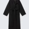 Kia Oversized Wool-Blend Double-Breasted Coat – Black Melange