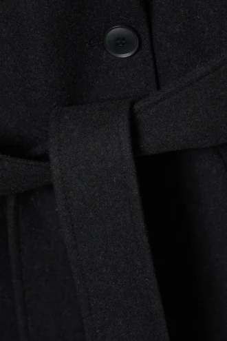 Kia Oversized Wool-Blend Double-Breasted Coat – Black Melange