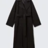Kia Oversized Wool-Blend Double-Breasted Coat – Dark Brown Melange