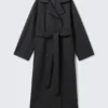 Kia Oversized Wool-Blend Double-Breasted Coat – Dark Grey Melange