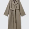 Kia Oversized Wool-Blend Double-Breasted Coat – Light Beige
