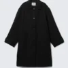 Knee-Length Single-Breasted Coat – Black