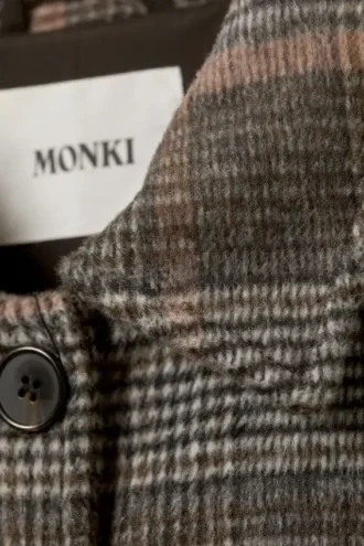 Knee-Length Single-Breasted Coat – Dusty Mole Check