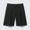 Knee-Length Suiting Shorts – Black