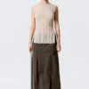 Knitted Boat-Neck Tank Top – Light Beige