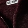 Knitted Boxy Wool-Blend Zip Hoodie – Dark Red Melange