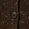 Knitted Buttoned Wool Blend Vest – Dark Brown Melange