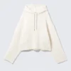 Knitted Drawstring Hoodie – White