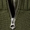 Knitted Funnel Neck Dual Zip Sweater – Khaki Green