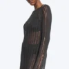 Knitted Long-Sleeved Dress – Dark Grey