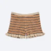 Knitted Mini Shorts – Striped Orange