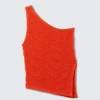 Knitted One-Shoulder Top – Bright Red