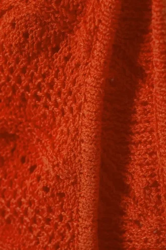 Knitted One-Shoulder Top – Bright Red