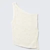 Knitted One-Shoulder Top – Dusty White