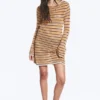 Knitted Open-Back Dress – Striped Orange
