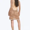 Knitted Open-Back Dress – Striped Orange