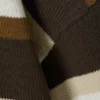 Knitted Oversized Boxy Cotton Sweater – Striped Brown