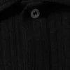 Knitted Short-Sleeved Button-Up Shirt – Black