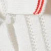 Knitted Short-Sleeved Cotton Polo Top – White – Red Stripes