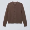 Knitted Single-Breasted Cardigan – Dark Mole
