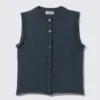 Knitted Single-Breasted Vest – Dark Navy Blue