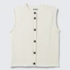 Knitted Single-Breasted Vest – Off-White