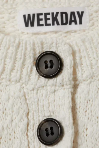 Knitted Single-Breasted Vest – Off-White