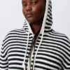 Knitted Slim Fit Zip Hoodie – Black & White Stripes