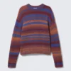 Knitted Space Dye Crewneck Sweater – Orange Multi Stripe