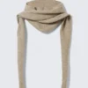 Knitted Tie Hood Scarf – Beige