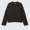 Knitted Two-Tone Wool Blend Sweater – Two-Tone Dark Brown