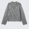 Knitted Two-Tone Wool Blend Sweater – Two-Tone Light Grey