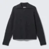 Knitted Wool-Blend Polo Sweater – Dark Navy Blue