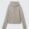 Knitted Wool-Blend Zip Hoodie – Dark Mole Melange