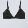 Lace Cotton Trim Bra – Black